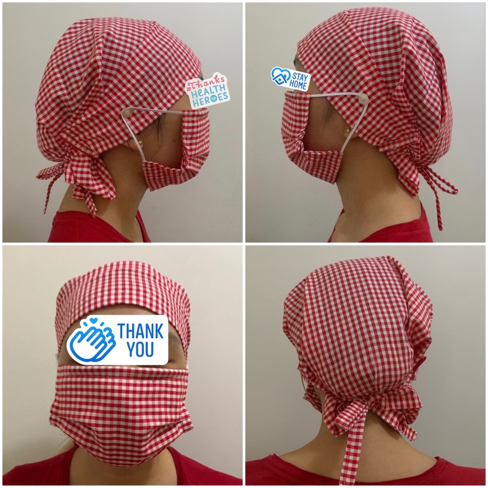 Surgical Scrub Cap with Mask Set Doctor Nurse